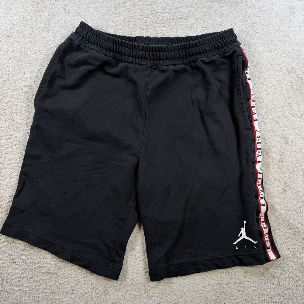 Nike Air Jordan Shorts Mens Large Black Fleece Jumpman Drawstring Sweat Gym